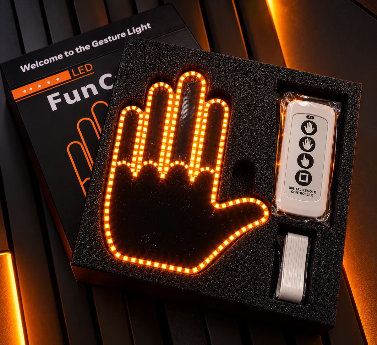 GloHand V1 – LED Gesty do Samochodu | Podświetlany Znak na Szybę