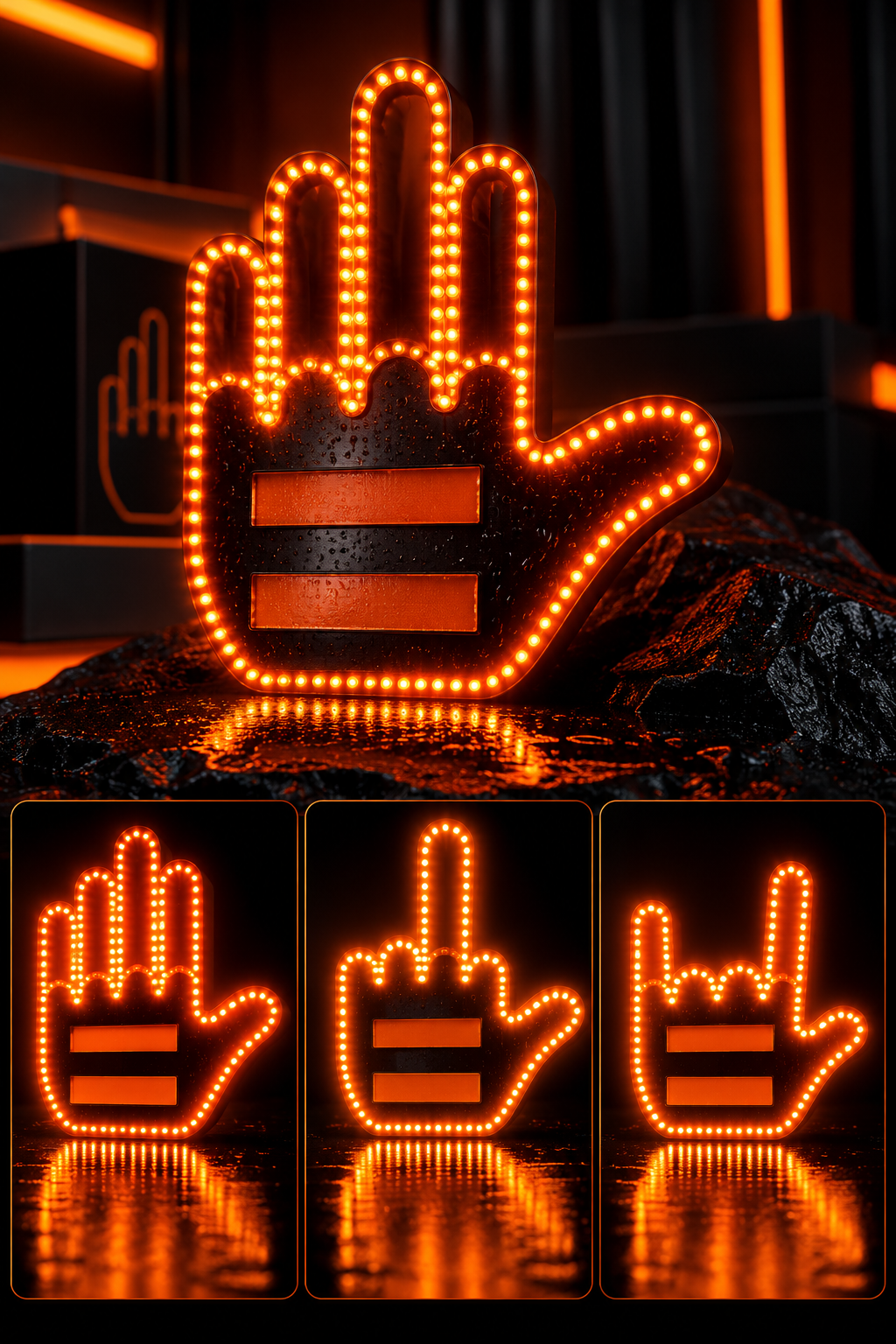 GloHand V1 – LED Gesty do Samochodu | Podświetlany Znak na Szybę